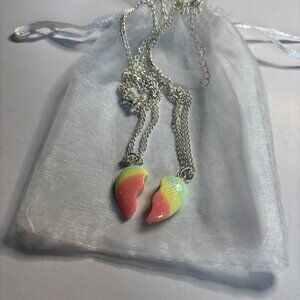 Couple Necklace • Matching Half Heart Pendant Chains